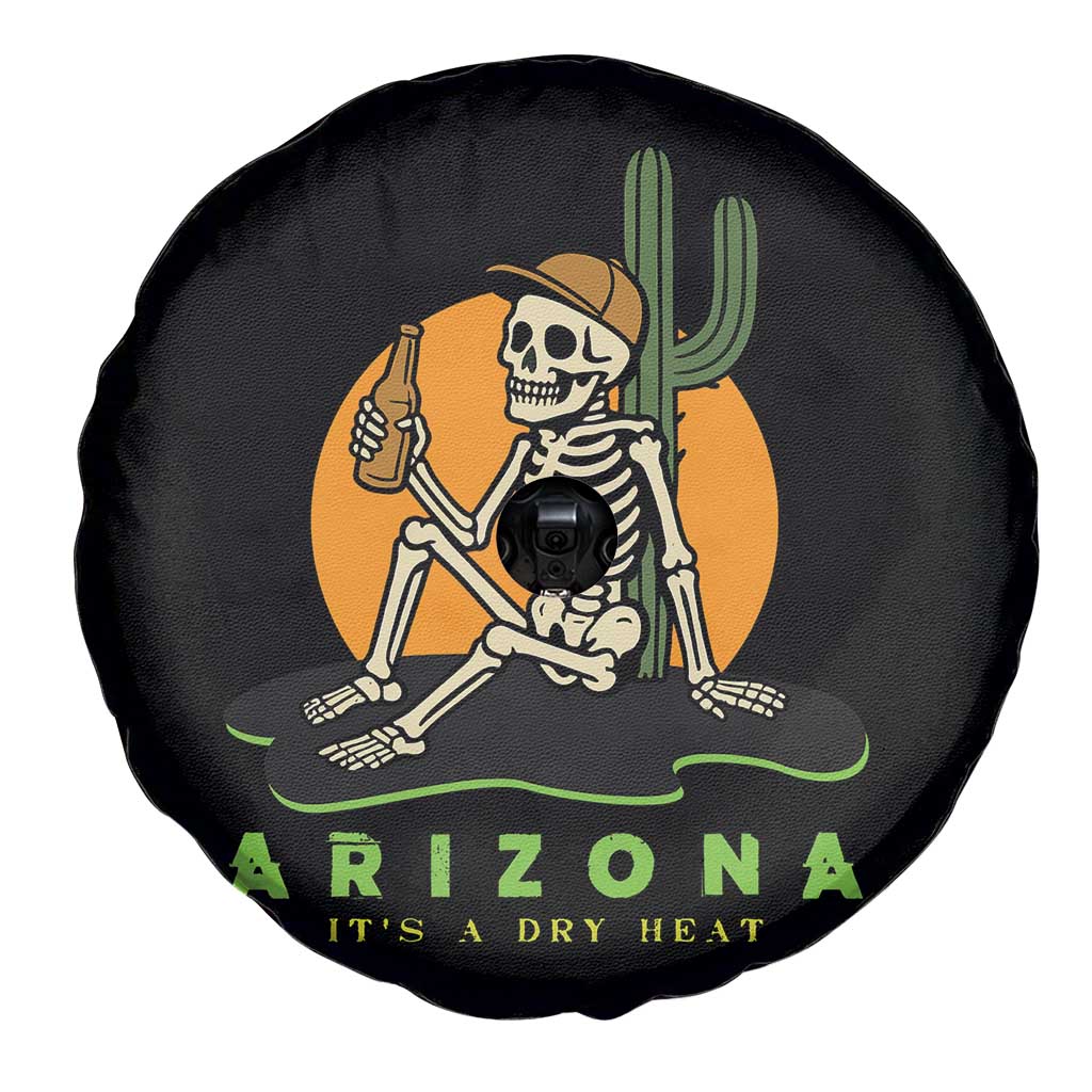 Funny Arizona Its A Dry Heat Skeleton Graphic Spare Tire Cover Vintage Desert Drinking Beer Saguaro Cactus Souvenir