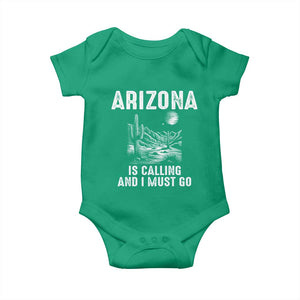 Retro Arizona Is Calling And I Must Go Graphic Baby Onesie Outdoor Desert Cactus Mountain Travel Souvenir
