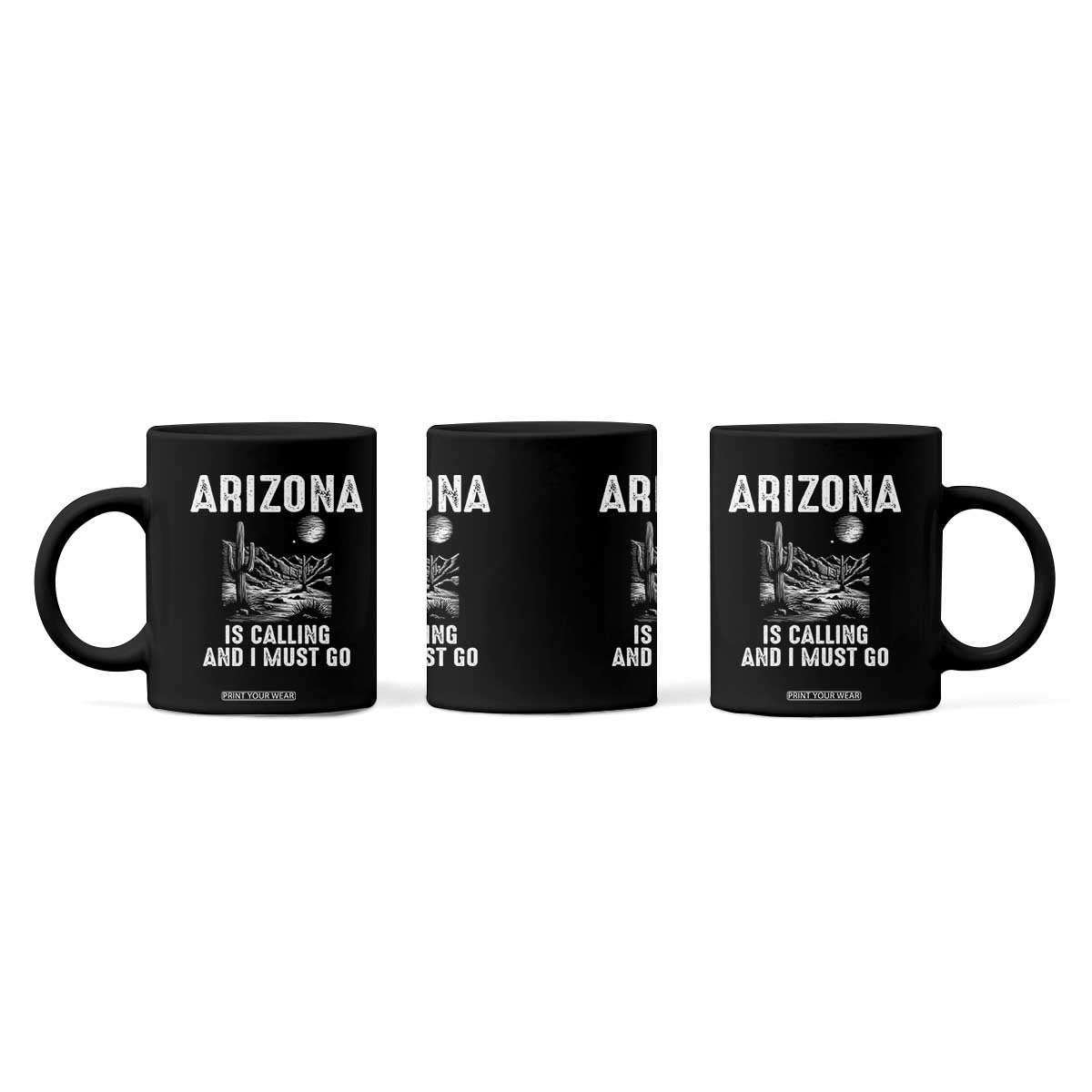 Retro Arizona Is Calling And I Must Go Graphic Coffee Mug Outdoor Desert Cactus Mountain Travel Souvenir