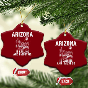 Retro Arizona Is Calling And I Must Go Graphic Ceramic Ornament Outdoor Desert Cactus Mountain Travel Souvenir