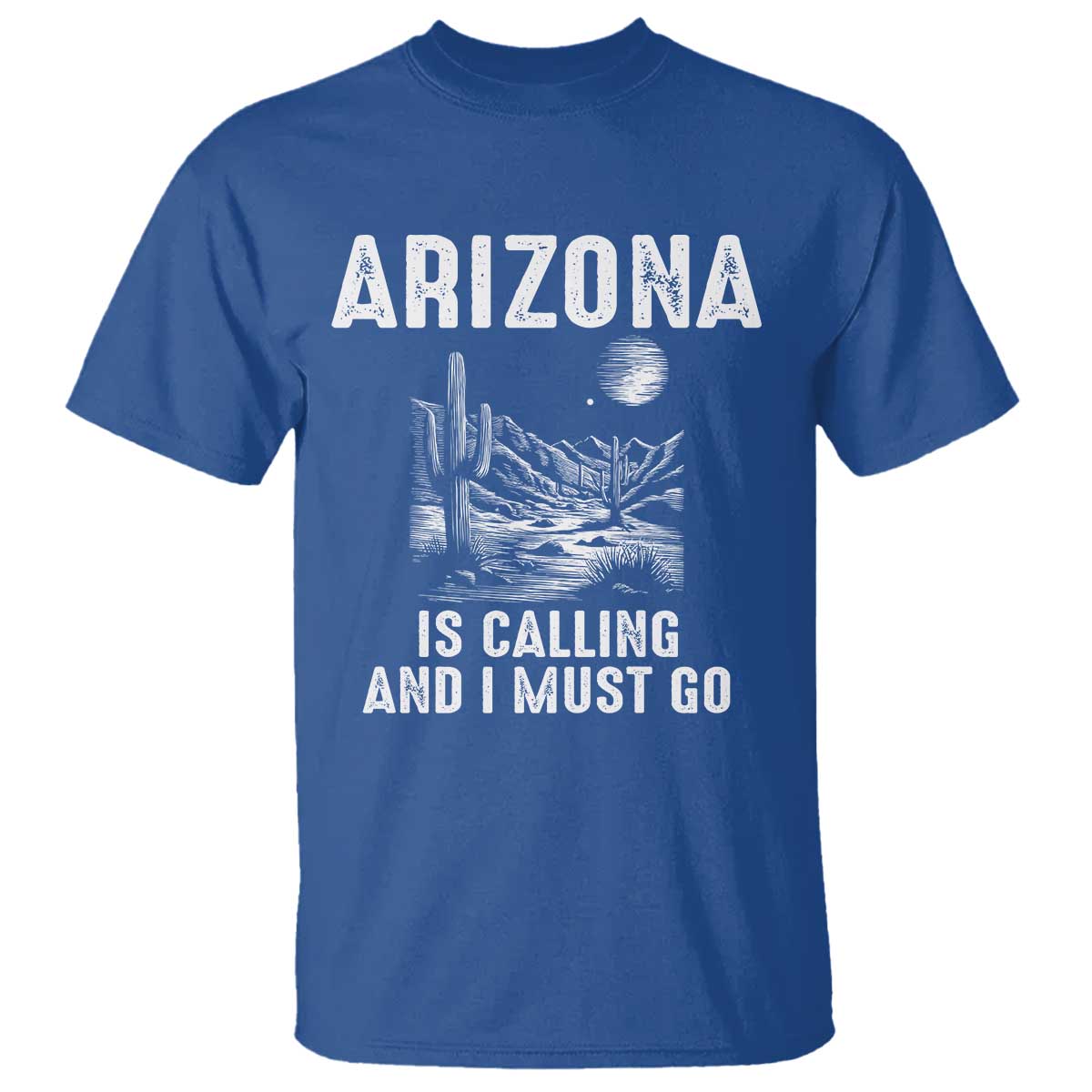 Retro Arizona Is Calling And I Must Go Graphic T Shirt Outdoor Desert Cactus Mountain Travel Souvenir