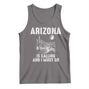 Retro Arizona Is Calling And I Must Go Graphic Tank Top Outdoor Desert Cactus Mountain Travel Souvenir