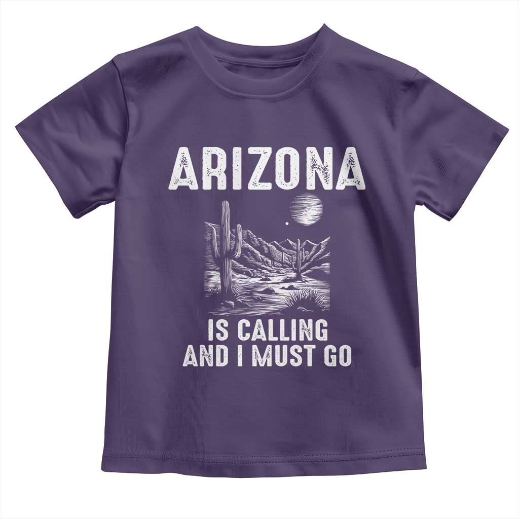 Retro Arizona Is Calling And I Must Go Graphic Toddler T Shirt Outdoor Desert Cactus Mountain Travel Souvenir
