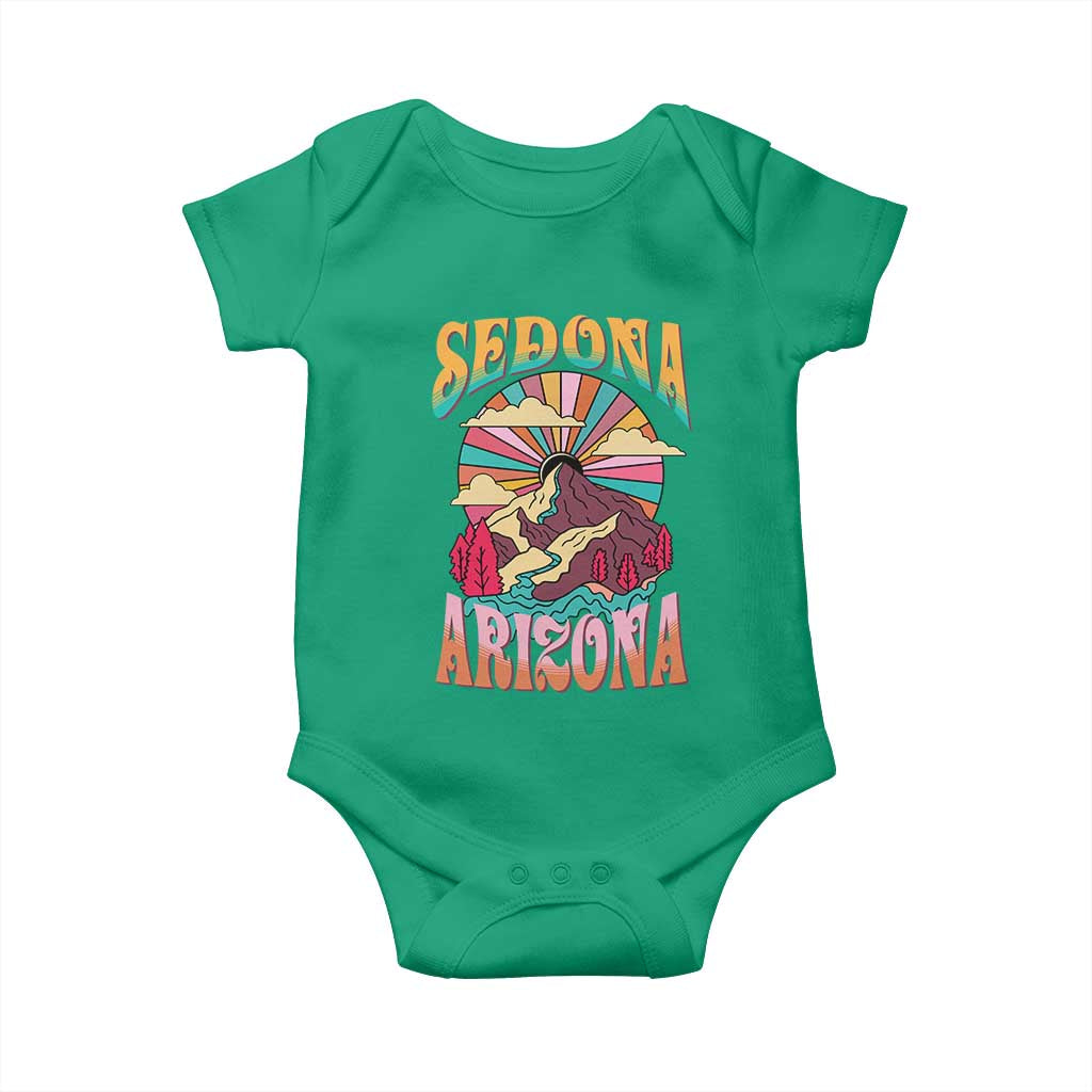 Vintage Retro Sedona Arizona Graphic Baby Onesie Psychedelic Red Rock Mountain Sunset Travel Souvenir