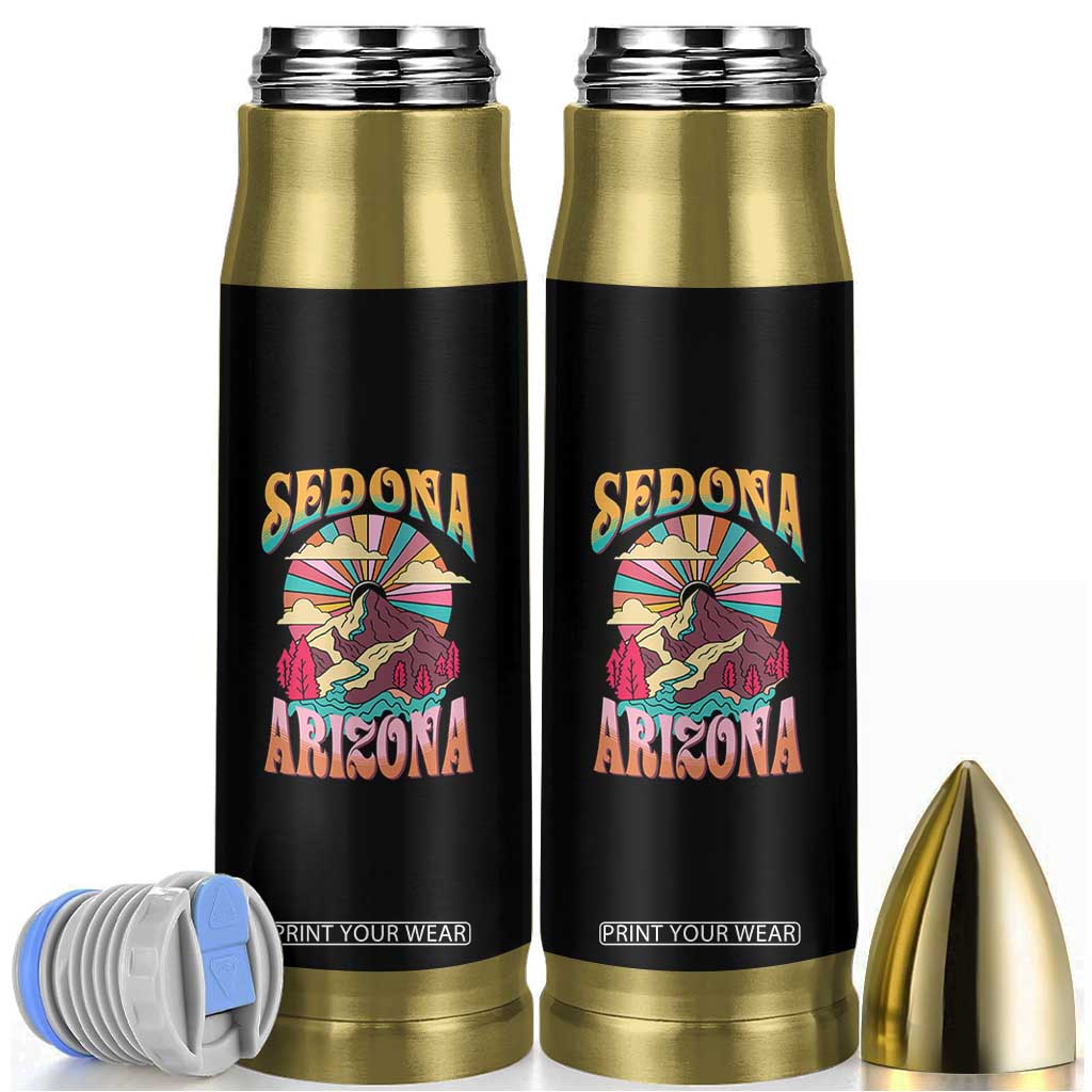 Vintage Retro Sedona Arizona Graphic Bullet Tumbler Psychedelic Red Rock Mountain Sunset Travel Souvenir