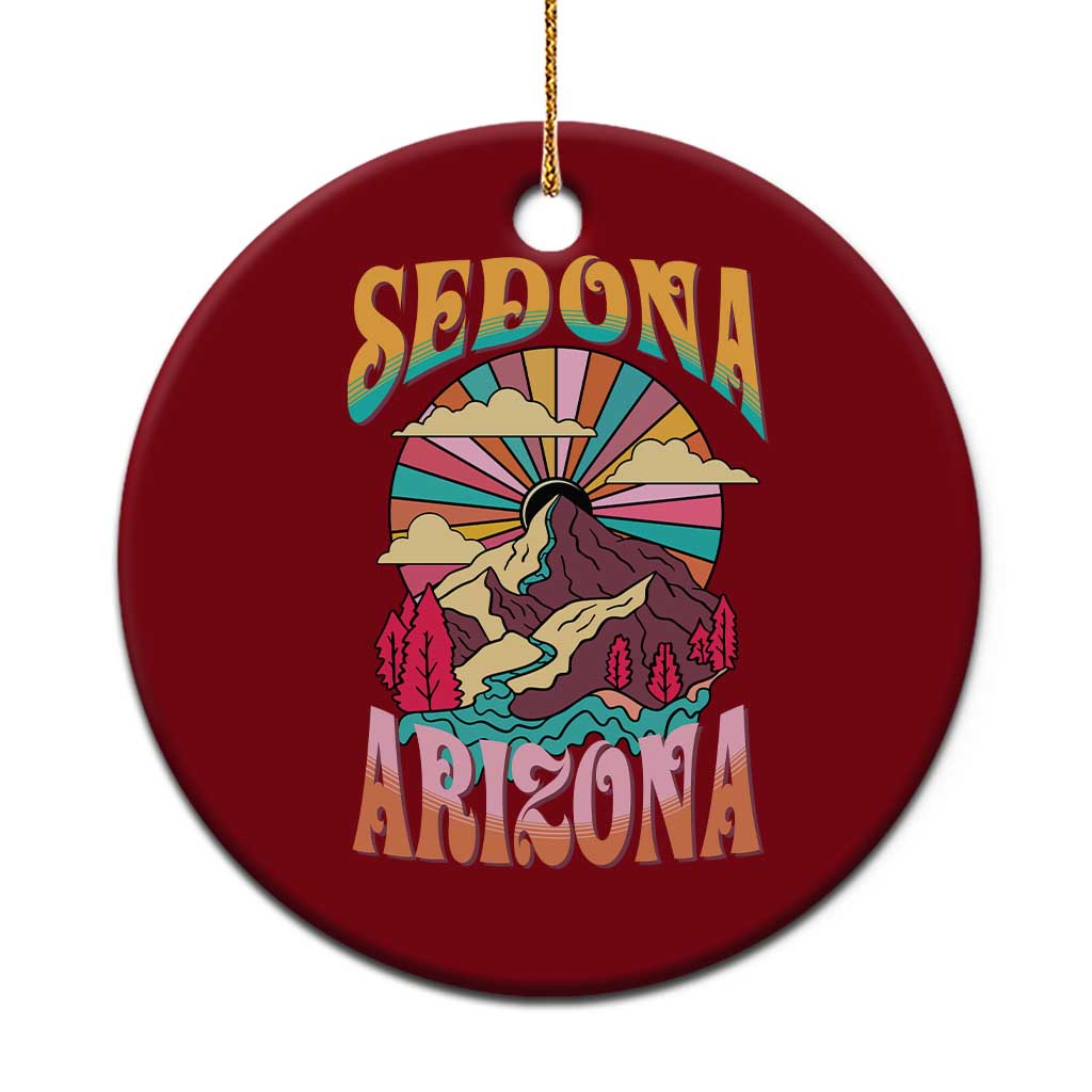 Vintage Retro Sedona Arizona Graphic Ceramic Ornament Psychedelic Red Rock Mountain Sunset Travel Souvenir TS02 1pc Red Print Your Wear