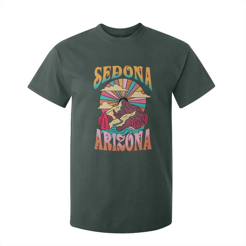 Vintage Retro Sedona Arizona Graphic T Shirt For Kid Psychedelic Red Rock Mountain Sunset Travel Souvenir