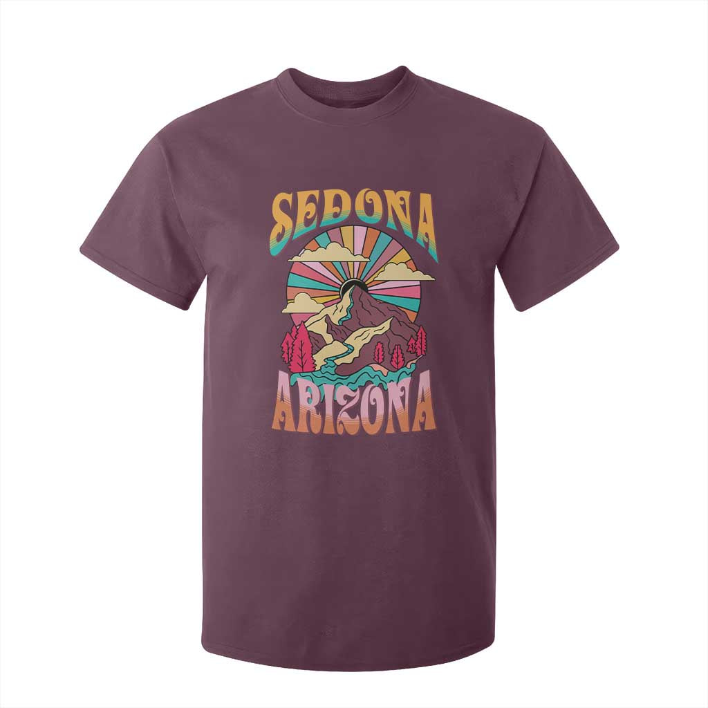 Vintage Retro Sedona Arizona Graphic T Shirt For Kid Psychedelic Red Rock Mountain Sunset Travel Souvenir