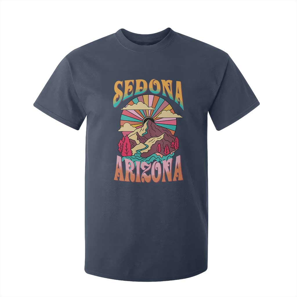 Vintage Retro Sedona Arizona Graphic T Shirt For Kid Psychedelic Red Rock Mountain Sunset Travel Souvenir