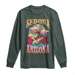 Vintage Retro Sedona Arizona Graphic Long Sleeve Shirt Psychedelic Red Rock Mountain Sunset Travel Souvenir