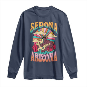 Vintage Retro Sedona Arizona Graphic Long Sleeve Shirt Psychedelic Red Rock Mountain Sunset Travel Souvenir
