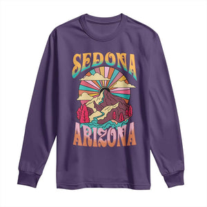 Vintage Retro Sedona Arizona Graphic Long Sleeve Shirt Psychedelic Red Rock Mountain Sunset Travel Souvenir