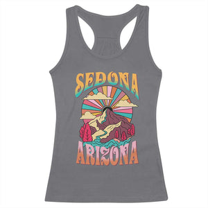 Vintage Retro Sedona Arizona Graphic Racerback Tank Top Psychedelic Red Rock Mountain Sunset Travel Souvenir
