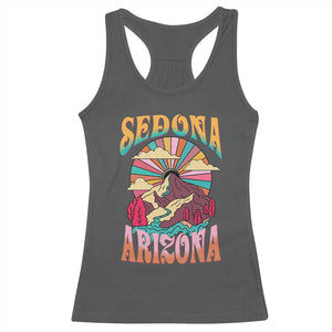 Vintage Retro Sedona Arizona Graphic Racerback Tank Top Psychedelic Red Rock Mountain Sunset Travel Souvenir