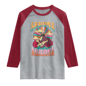 Vintage Retro Sedona Arizona Graphic Raglan Shirt Psychedelic Red Rock Mountain Sunset Travel Souvenir