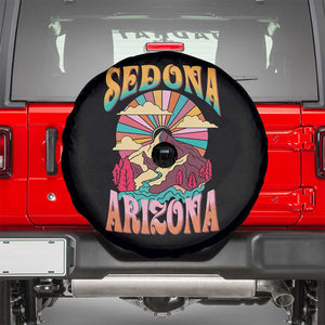Vintage Retro Sedona Arizona Graphic Spare Tire Cover Psychedelic Red Rock Mountain Sunset Travel Souvenir