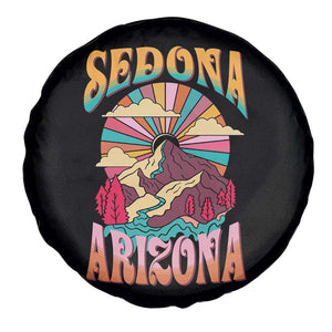 Vintage Retro Sedona Arizona Graphic Spare Tire Cover Psychedelic Red Rock Mountain Sunset Travel Souvenir