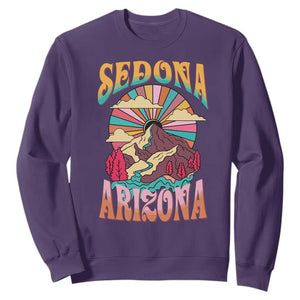 Vintage Retro Sedona Arizona Graphic Sweatshirt Psychedelic Red Rock Mountain Sunset Travel Souvenir