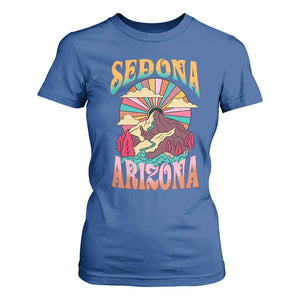 Vintage Retro Sedona Arizona Graphic T Shirt For Women Psychedelic Red Rock Mountain Sunset Travel Souvenir