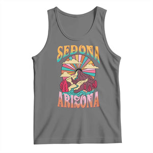 Vintage Retro Sedona Arizona Graphic Tank Top Psychedelic Red Rock Mountain Sunset Travel Souvenir