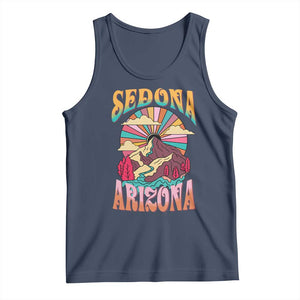 Vintage Retro Sedona Arizona Graphic Tank Top Psychedelic Red Rock Mountain Sunset Travel Souvenir