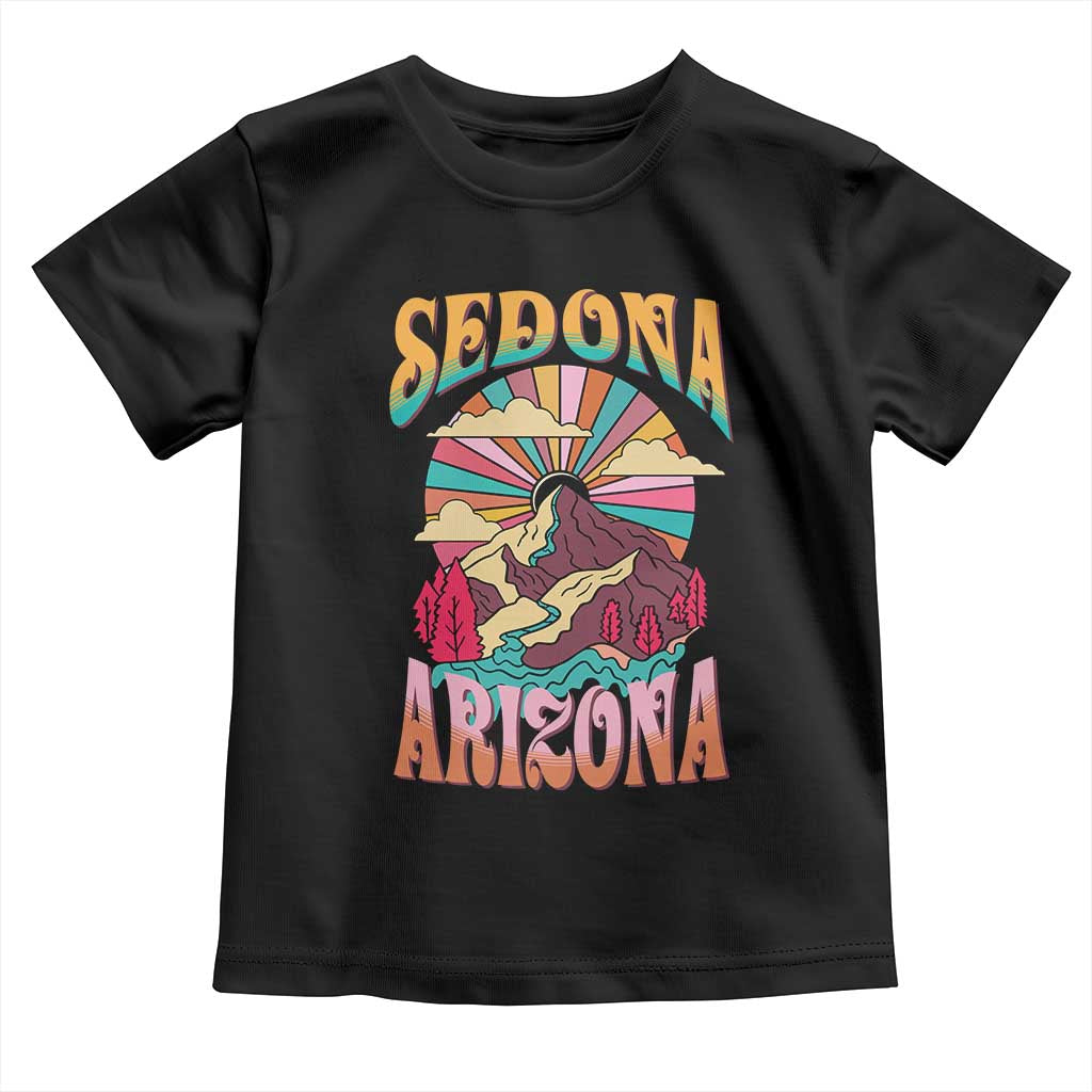 Vintage Retro Sedona Arizona Graphic Toddler T Shirt Psychedelic Red Rock Mountain Sunset Travel Souvenir TS02 Black Print Your Wear