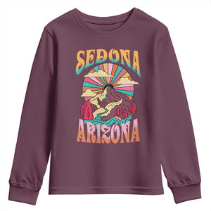 Vintage Retro Sedona Arizona Graphic Youth Sweatshirt Psychedelic Red Rock Mountain Sunset Travel Souvenir