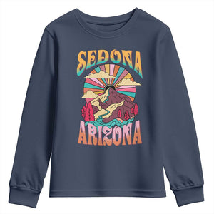 Vintage Retro Sedona Arizona Graphic Youth Sweatshirt Psychedelic Red Rock Mountain Sunset Travel Souvenir