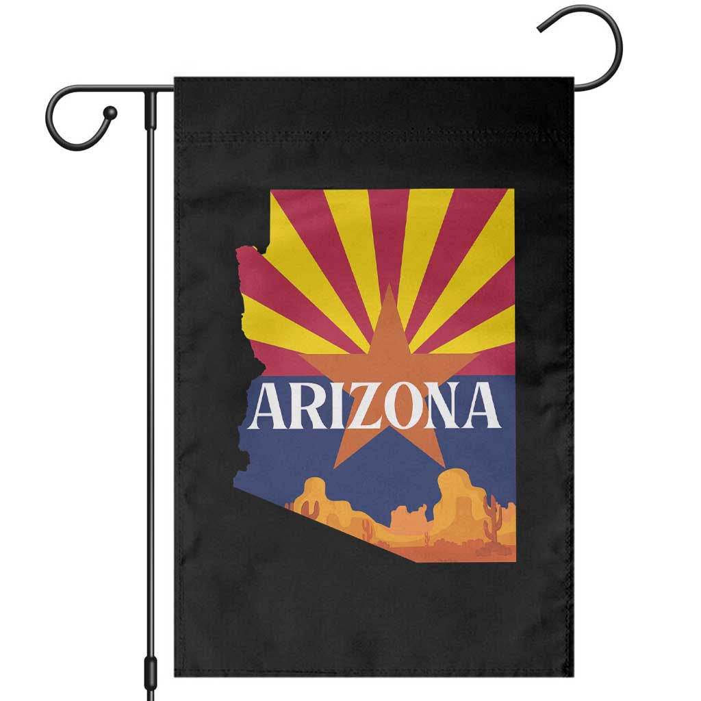 Arizona State Flag Map Graphic Garden Flag Southwest Sunburst Cactus State Pride Souvenir TS02 Black Print Your Wear