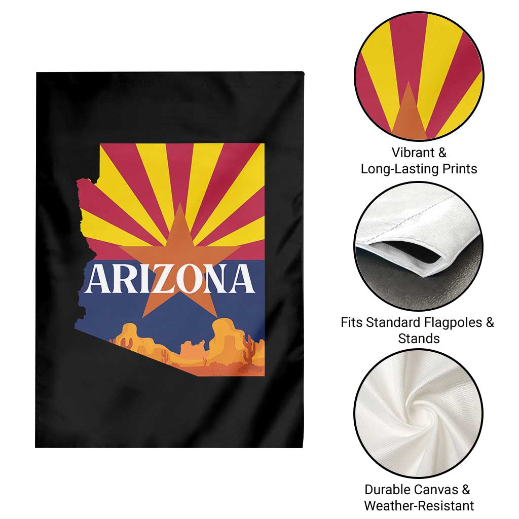 Arizona State Flag Map Graphic Garden Flag Southwest Sunburst Cactus State Pride Souvenir