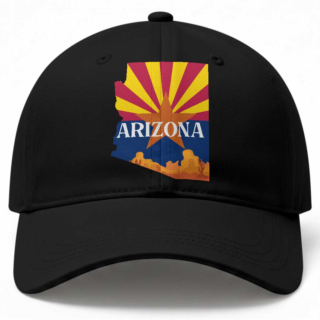 Arizona State Flag Map Graphic Baseball Cap Southwest Sunburst Cactus State Pride Souvenir TS02 Print Your Wear