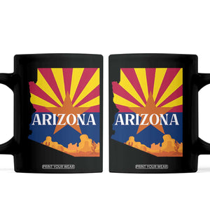 Arizona State Flag Map Graphic Coffee Mug Southwest Sunburst Cactus State Pride Souvenir