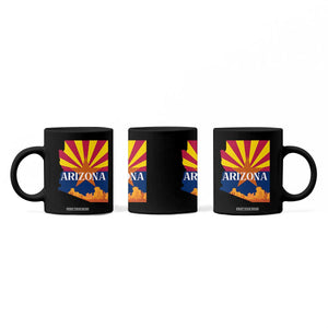 Arizona State Flag Map Graphic Coffee Mug Southwest Sunburst Cactus State Pride Souvenir