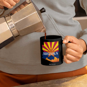 Arizona State Flag Map Graphic Coffee Mug Southwest Sunburst Cactus State Pride Souvenir