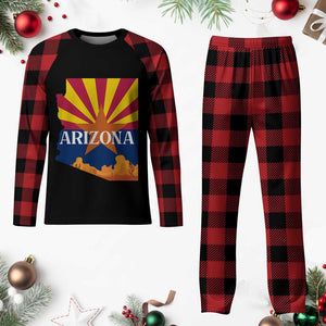 Arizona State Flag Map Graphic Plaid Pajama Set Southwest Sunburst Cactus State Pride Souvenir