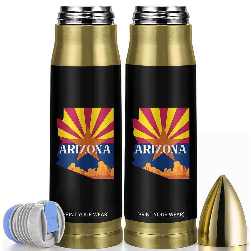 Arizona State Flag Map Graphic Bullet Tumbler Southwest Sunburst Cactus State Pride Souvenir TS02 Black Print Your Wear