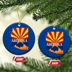 Arizona State Flag Map Graphic Ceramic Ornament Southwest Sunburst Cactus State Pride Souvenir