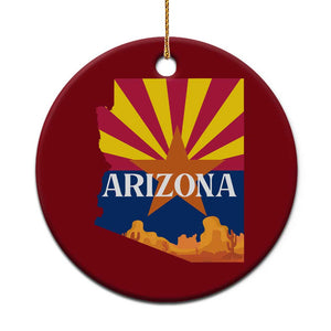 Arizona State Flag Map Graphic Ceramic Ornament Southwest Sunburst Cactus State Pride Souvenir