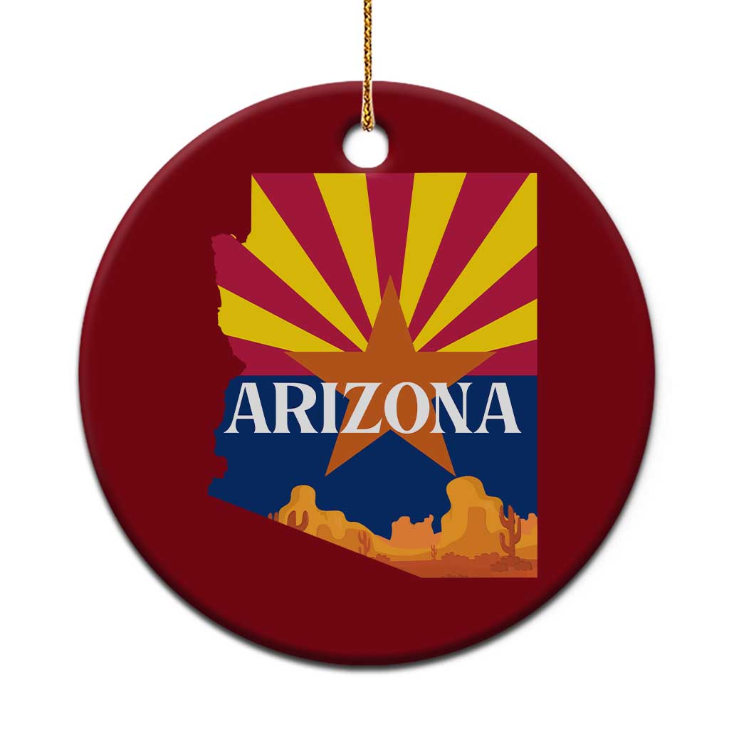 Arizona State Flag Map Graphic Ceramic Ornament Southwest Sunburst Cactus State Pride Souvenir TS02 1pc Red Print Your Wear