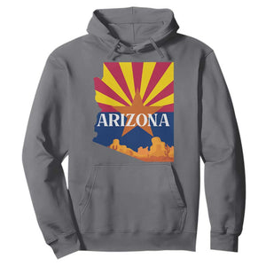 Arizona State Flag Map Graphic Hoodie Southwest Sunburst Cactus State Pride Souvenir