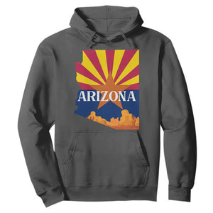 Arizona State Flag Map Graphic Hoodie Southwest Sunburst Cactus State Pride Souvenir