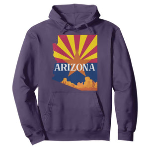 Arizona State Flag Map Graphic Hoodie Southwest Sunburst Cactus State Pride Souvenir