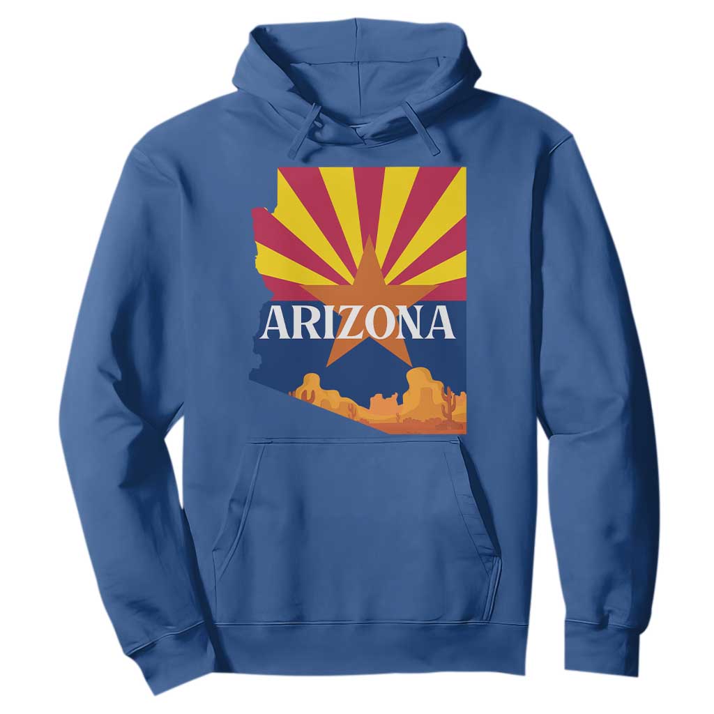 Arizona State Flag Map Graphic Hoodie Southwest Sunburst Cactus State Pride Souvenir