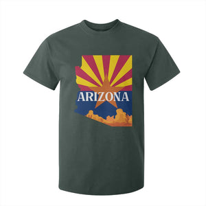 Arizona State Flag Map Graphic T Shirt For Kid Southwest Sunburst Cactus State Pride Souvenir