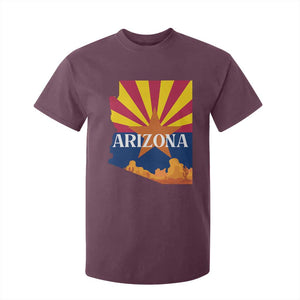 Arizona State Flag Map Graphic T Shirt For Kid Southwest Sunburst Cactus State Pride Souvenir