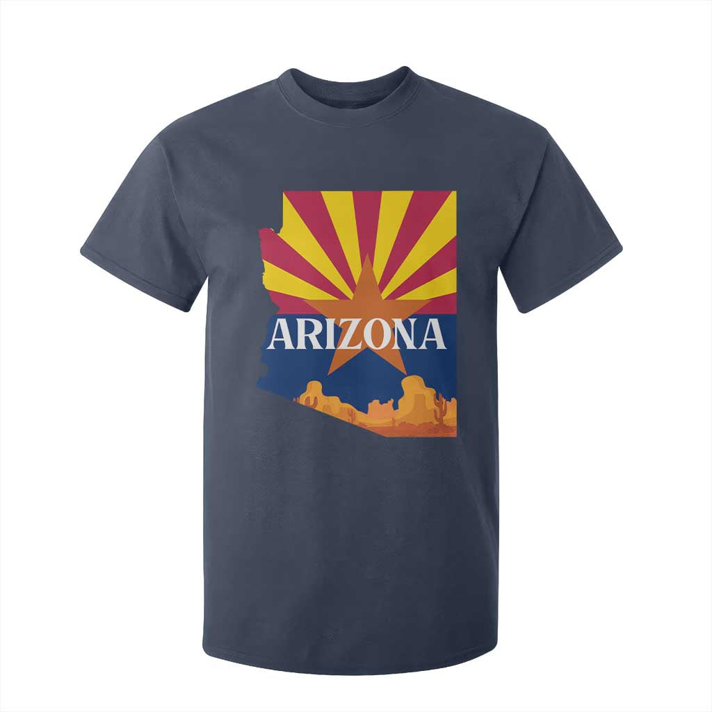Arizona State Flag Map Graphic T Shirt For Kid Southwest Sunburst Cactus State Pride Souvenir