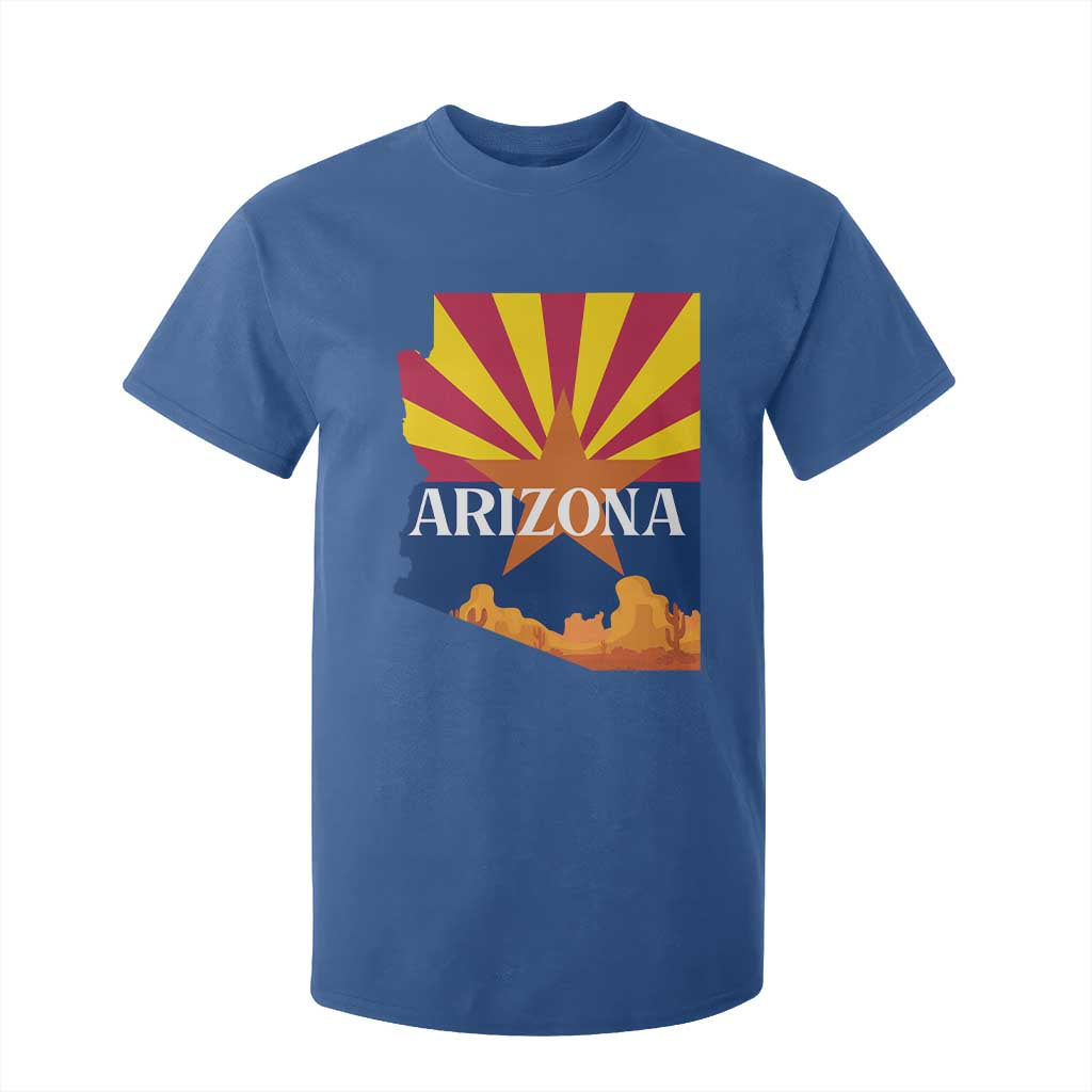 Arizona State Flag Map Graphic T Shirt For Kid Southwest Sunburst Cactus State Pride Souvenir