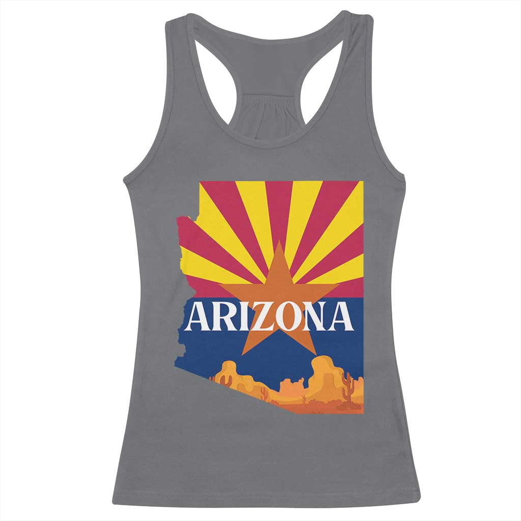 Arizona State Flag Map Graphic Racerback Tank Top Southwest Sunburst Cactus State Pride Souvenir