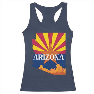 Arizona State Flag Map Graphic Racerback Tank Top Southwest Sunburst Cactus State Pride Souvenir