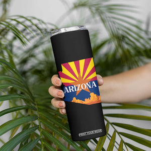 Arizona State Flag Map Graphic Skinny Tumbler Southwest Sunburst Cactus State Pride Souvenir